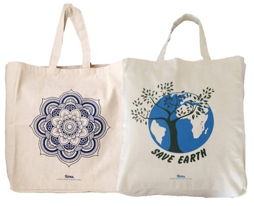 Printed Canvas shopping bags, Size : 15*18*7