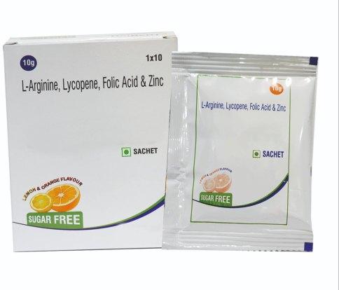L-Arginine Lycopene Folic Acid ZInc Sachet, Feature : Sugar Free