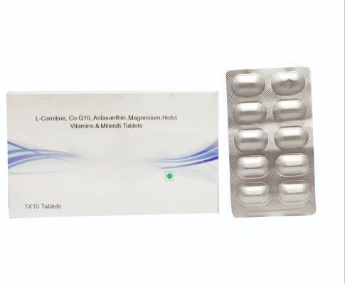 L-Carnitine Co Q10 Astaxanthin Magnesium Herbs Vitamins Minerals Tablets
