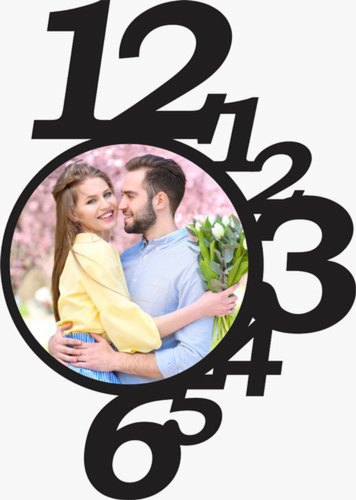  Personalised Photo Wall Clock, Color : Black