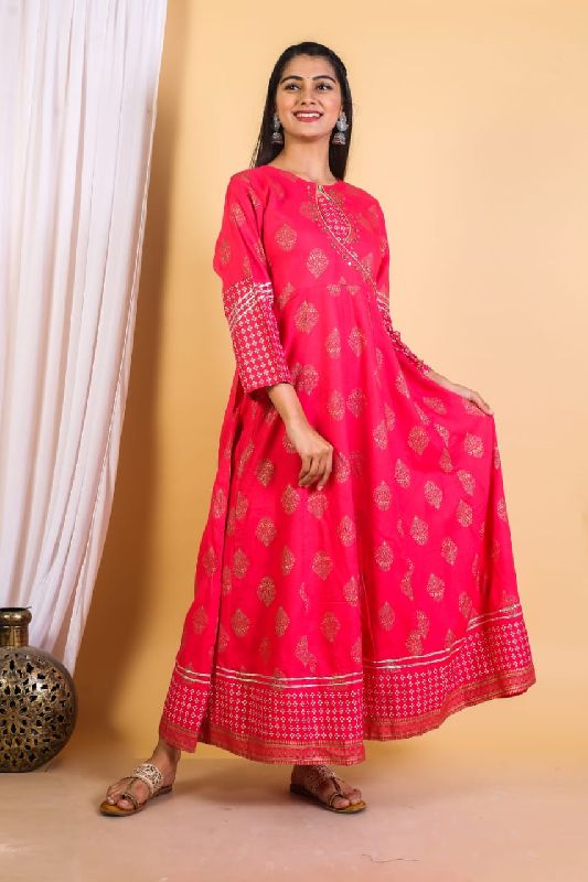 Printed Cotton Kurti, Style : A Line, Regular, Straight