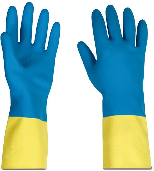 Leather Dual Color Gloves, for Construction, Industrial, Size : Standard