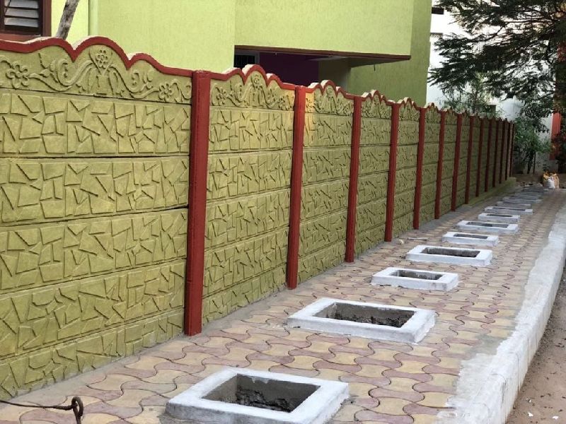 Cement Polished Designer Compound Wall, for Construction, Pattern : Carved