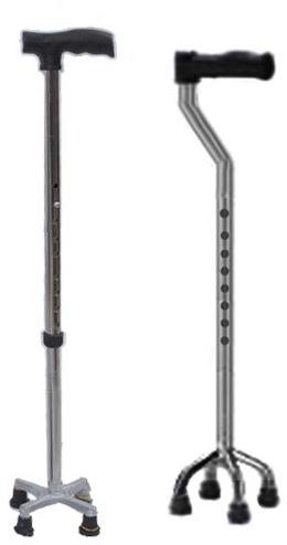 Mild Steel Quadripod Walking Stick, Pattern : Plain