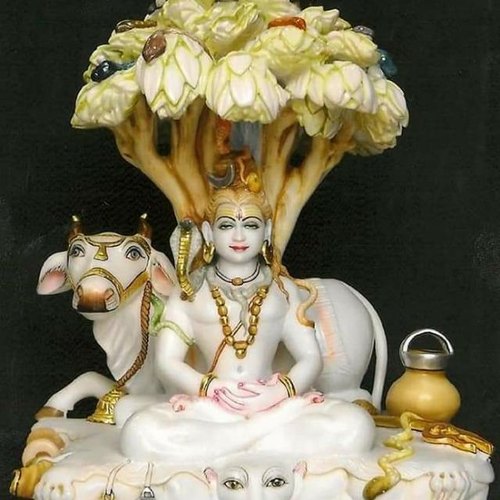 3 Feet Marble Lord Shiva Statue, for Temple, Pattern : Printed