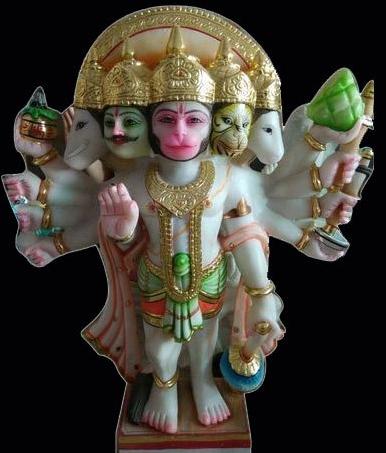 3 Feet Marble Panchmukhi Hanuman Statue