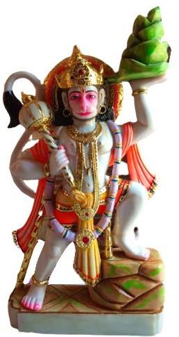 4.5 Feet Marble Hanuman Statue, for Worship, Pattern : Printed