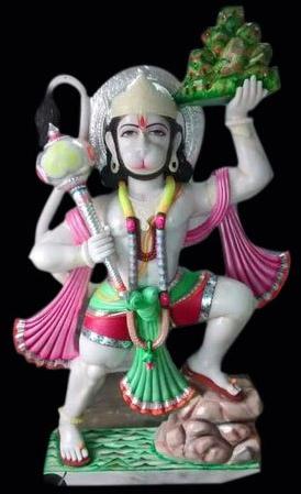 4 Feet Marble Hanuman Statue