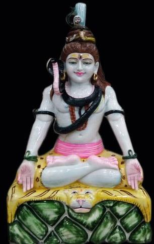 4 Feet Marble Lord Shiva Statue, for Temple, Pattern : Printed