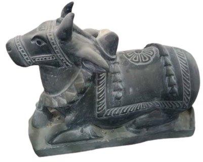 Black Marble Nandi Statue, Technique : Carved