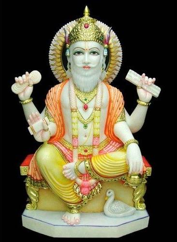 Polished Printed Marble Lord Vishwakarma Statue, Size : 3 Feet