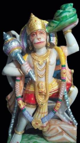 Printed Marble Veer Hanuman Statue, Packaging Type : Carton Box