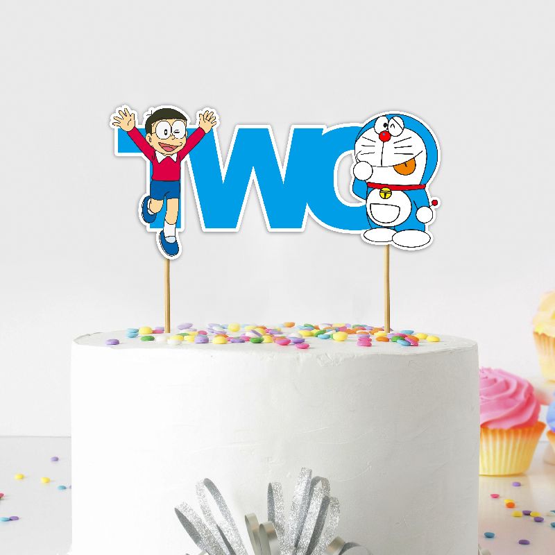 Card Stock 250 GSM Good Quality Doraemon Two Cake Topper, for Birthday ...