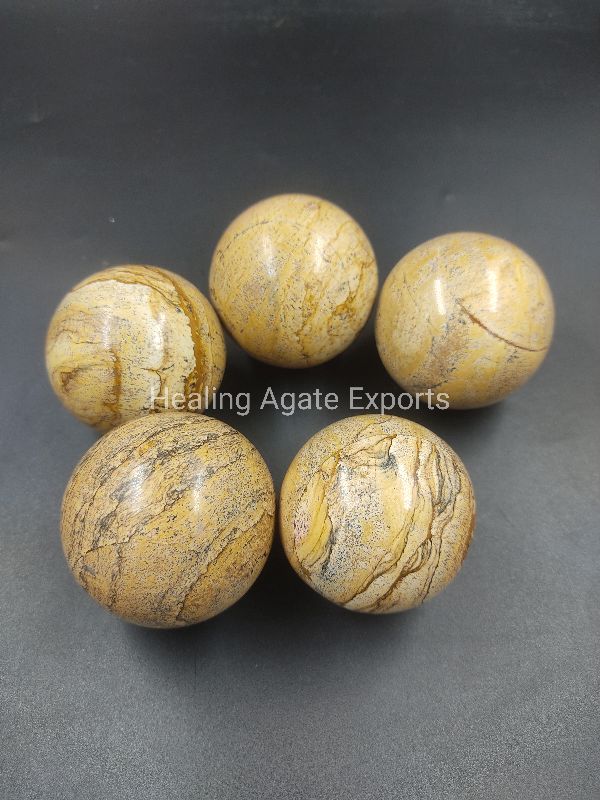 Round picture jasper ball, Size : 50 To 60 Mm