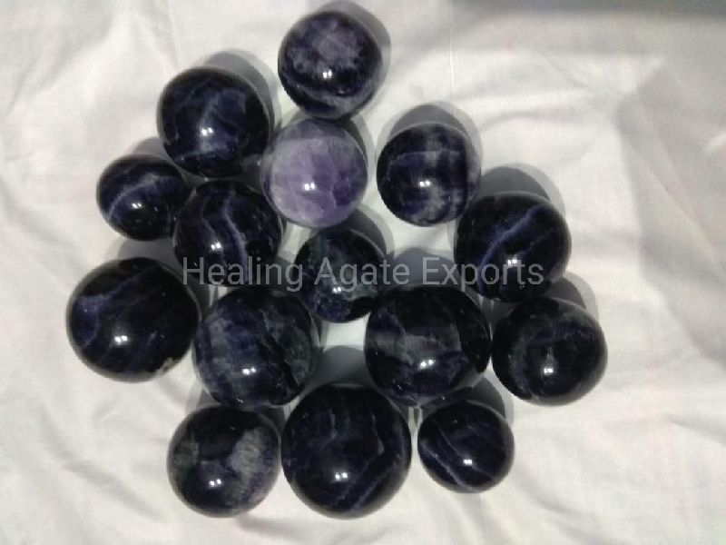Round Crystal Purple Fluorite Ball, for Decoration, Size : 50 to 55 mm