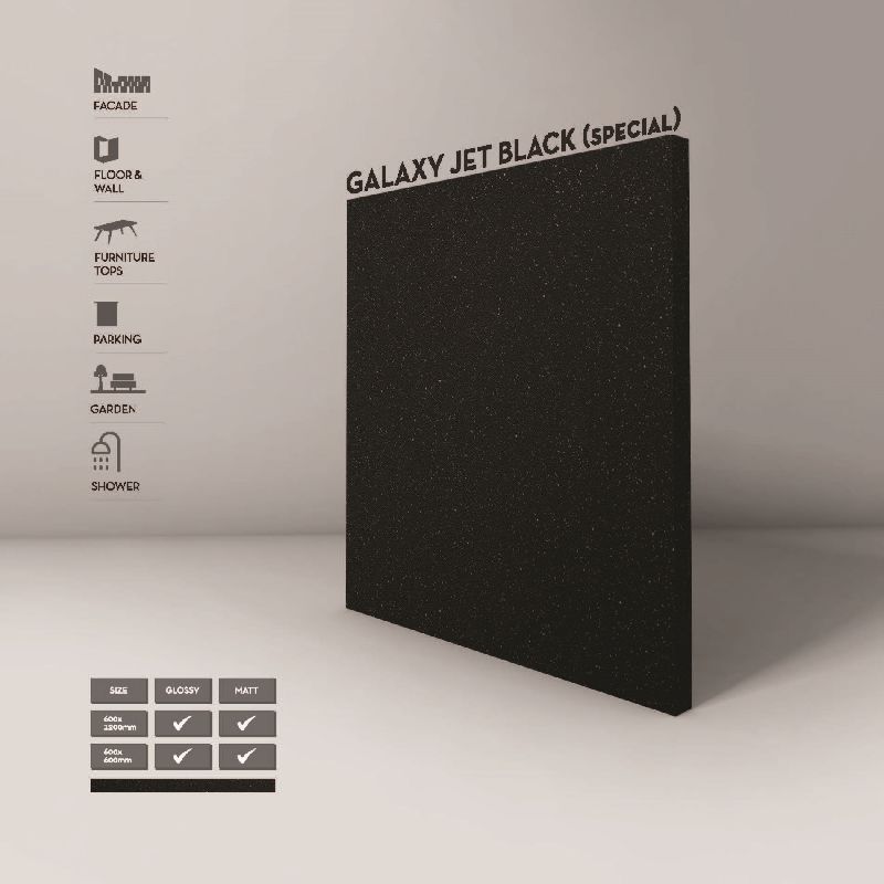 Square Galaxy Jet Black Full Body Tiles, for Construction