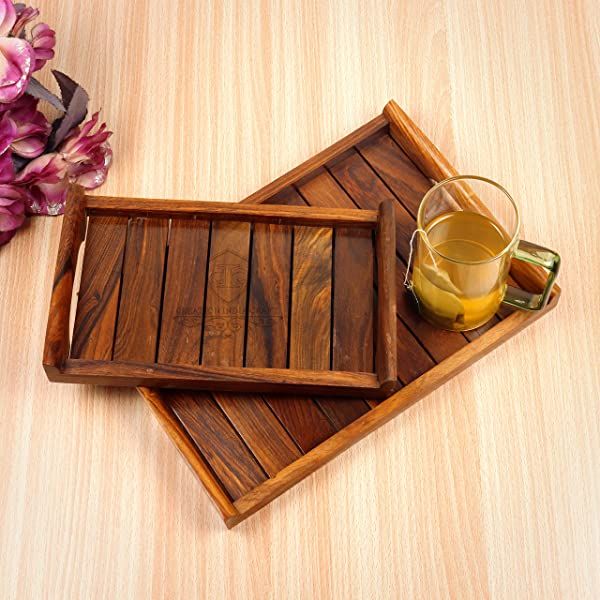 Polished Plain wooden serving tray, Size : Standard