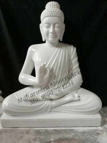 Marble Buddha Sitting Statue, for Interior Decor, Pattern : Carved