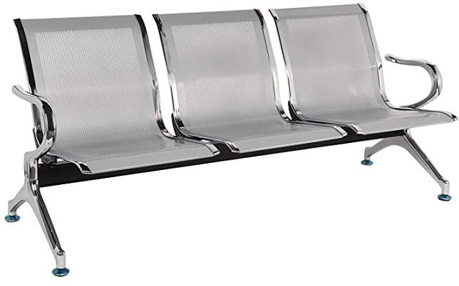 Rectangular Polished Stainless Steel Waiting Chair, for Airport, Office, Style : Modern