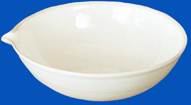 Polished Plain Porcelain Flat Evaporating Basin, Shape : Round