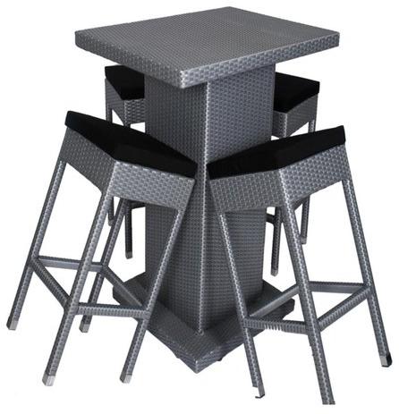 Synthetic Wicker Bar Stool Table Set, Color : Gray
