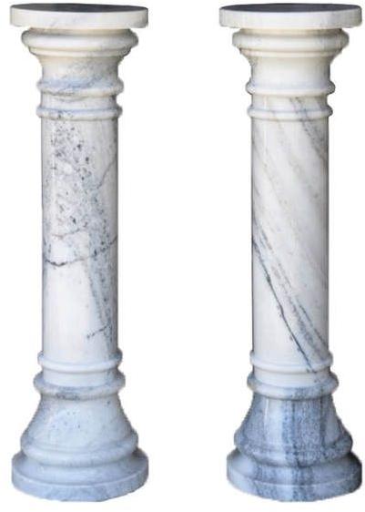 Round Polished Marble Pillar, for Decoration, Color : White