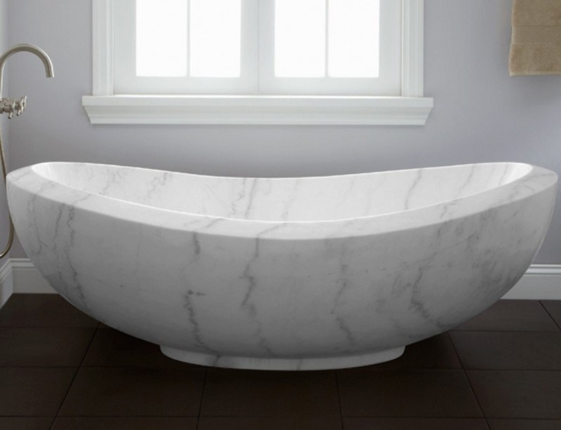 Oval Polished White Marble Tub, for Bath Use, Pattern : Plain