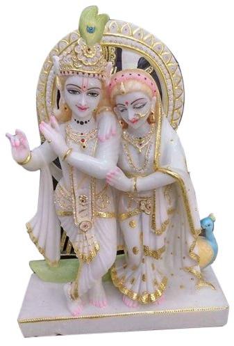 2 Feet Marble Radha Krishna Statue, for Worship, Pattern : Printed
