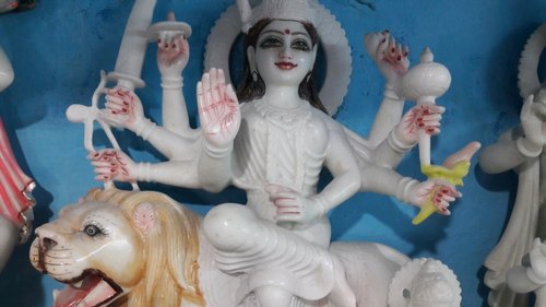 Marble Durga Maa Statue, for Worship, Temple, Pattern : Printed