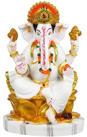 Marble Lord Ganesha Multicolor Statue