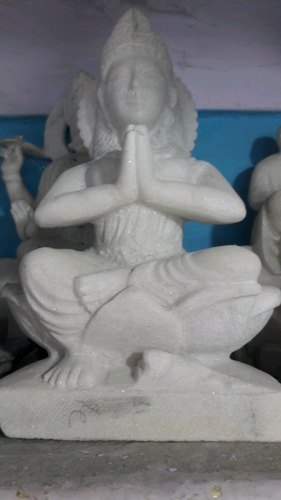 Marble Saraswati Mata Statue, for Worship, Temple, Pattern : Plain