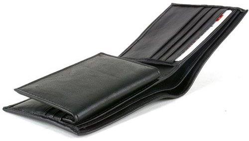 Woojo Men Leather Wallet, Color : Black