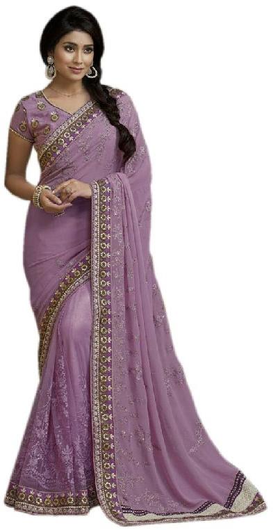 Unstitched Fancy Sarees, for Dry Cleaning, Shrink-Resistant, Occasion : Party Wear