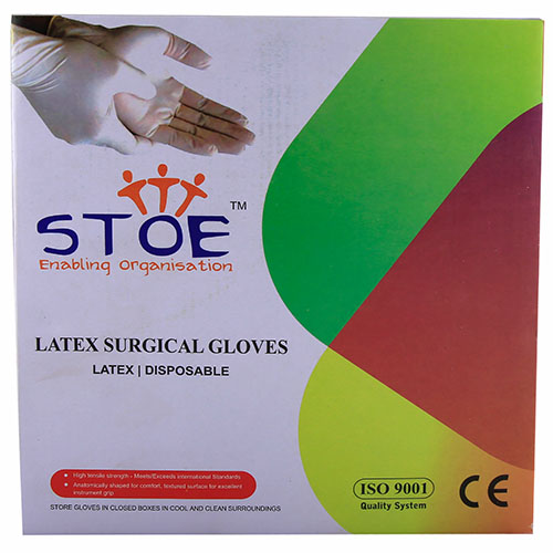 White Non Sterile Latex Surgical Gloves Stoe Life Private Limited