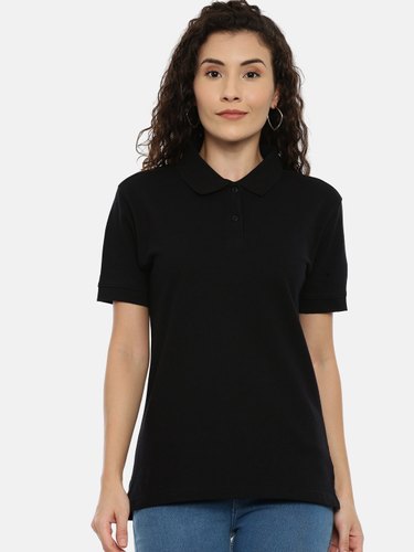 Cottsberry Plain Women Collar T-Shirt, Size : XS-3XL