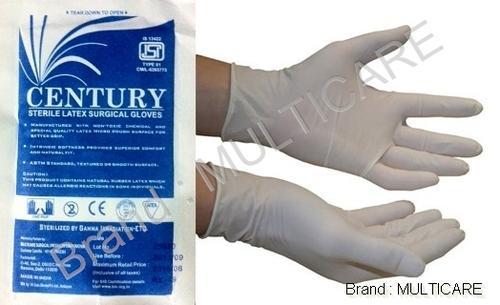 Plain Sterile Latex Surgical Gloves, Size : Standard
