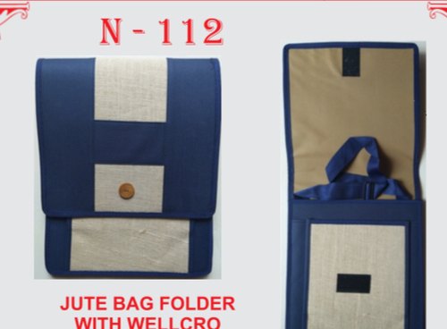 Pbf Plain Jute Bag Folder, Color : White