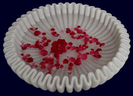 Stoneinlay Polished Carved Marble Flower Petal Bowl, Size : Standard