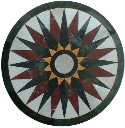 Stoneinlay Polished Marble Geometrical Table Top, Size : 24 Inch