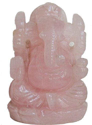 Stoneinlay Polished Rose Quartz Ganesh Statue, for Home, Temple, Size : 3 Inch