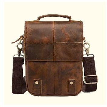 Rugged Cowhide Leather Messenger Bag