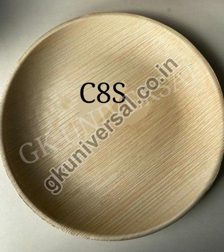 Round 8 Inch Shallow Areca Nut Plates, for Serving Food, Pattern : Plain