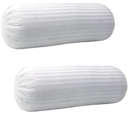 White Silver Petal Round Stripes Bolster Pillow, for Home, Size : 9x24 Inch
