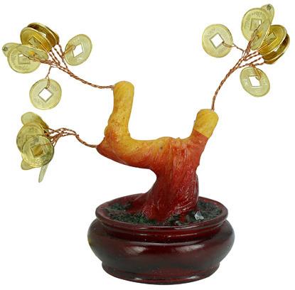 Wood Feng Shui Coin Tree, Size : 27.6 X 9 X 7 Cm