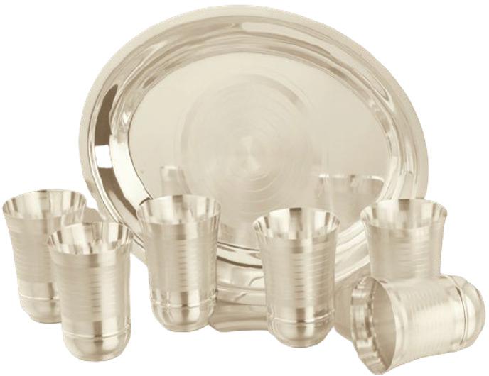 1033 Silver Plated Tray Glass Set, Style : Royal