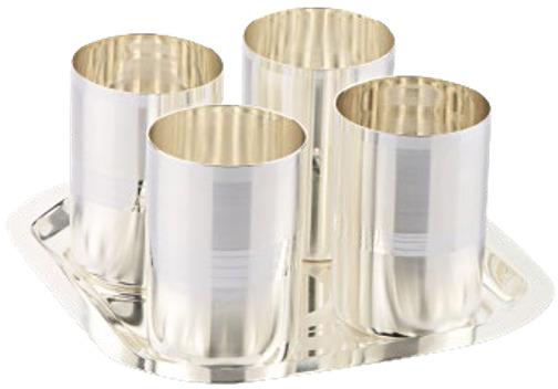 1034 Silver Plated Tray Glass Set, Style : Royal