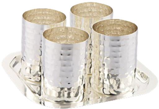 1056 Silver Plated Tray Glass Set, Style : Royal
