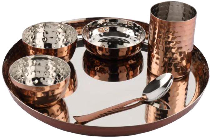 SILVERGLOW 1131 Copper Dinner Set, for Food Serving, Size : Multisize