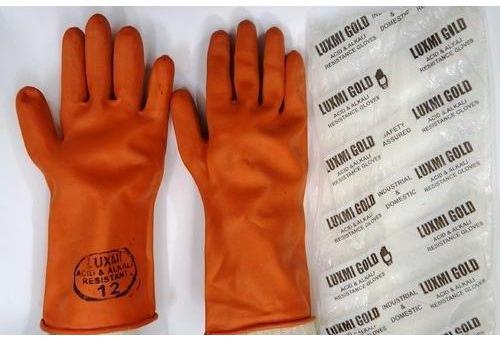 Acid Proof Rubber Hand Gloves, Packaging Type : Bag