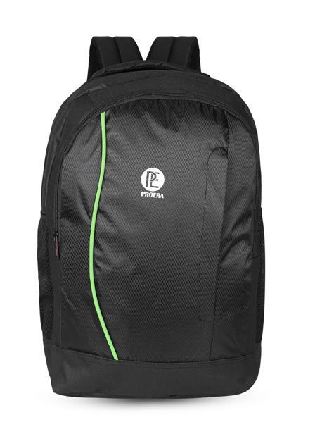 PROERA Plain Nylon Office Laptop Backpack, Color : Black